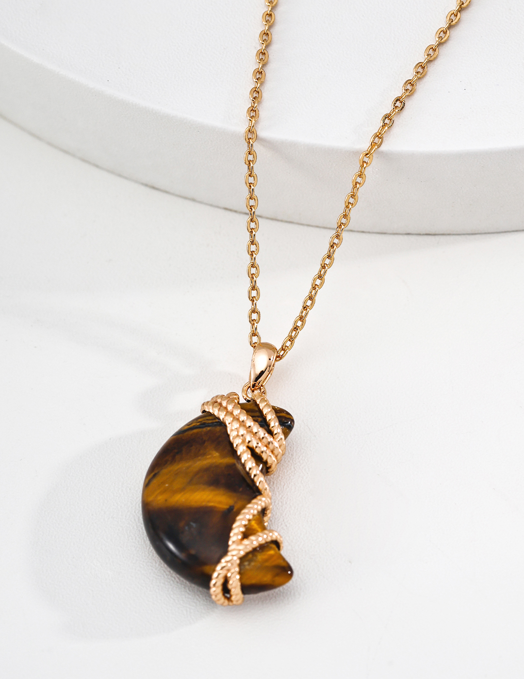 Tiger Eye Woven-Texture Necklace